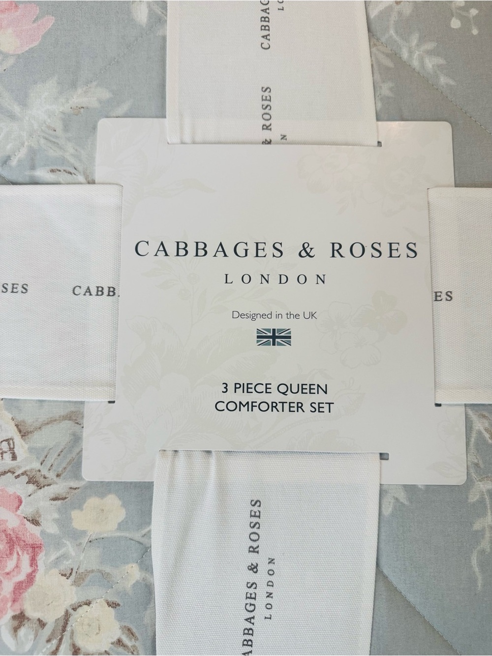 Cabbages & Roses Blue Floral Comforter Set - Picture 7 of 9